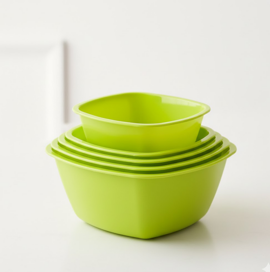 Square Plastic Bowl Set – Unbreakable & Food Safe (Pack of 4) | Jiaqi