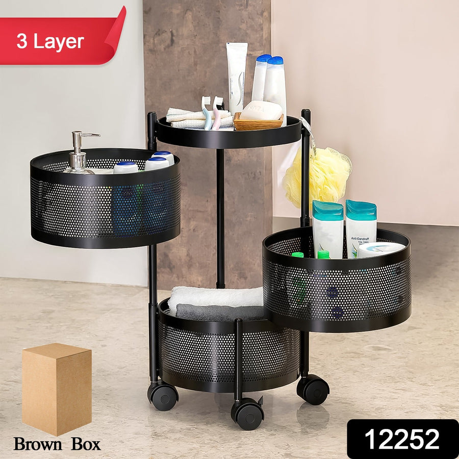 Kitchen Trolley with Wheels – Metal 3-Layer Organizer | Tidy Table