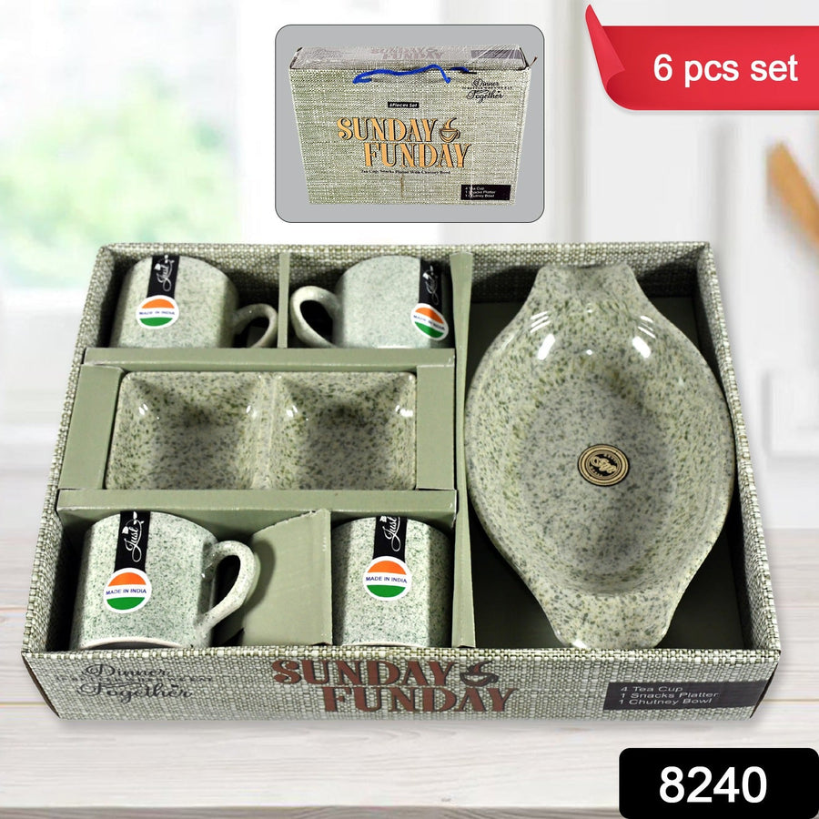 Ceramic Snack & Tea Set – 6-Piece Serving | Serve Stellar